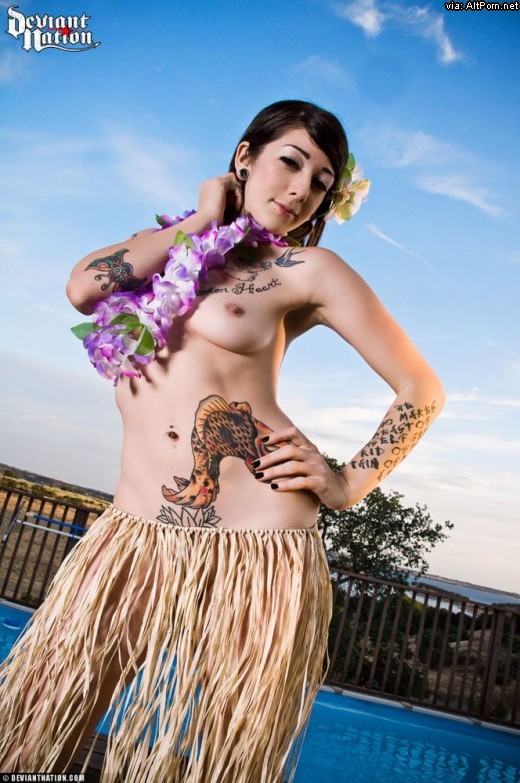 Sexy hula girl cosplay.