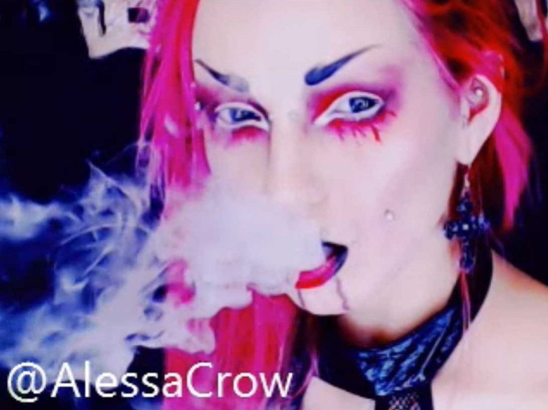 Alessa 666 Swirling Smoke in Her Goth Lair