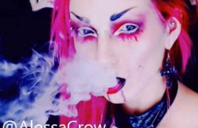 Alessa 666 Swirling Smoke in Her Goth Lair