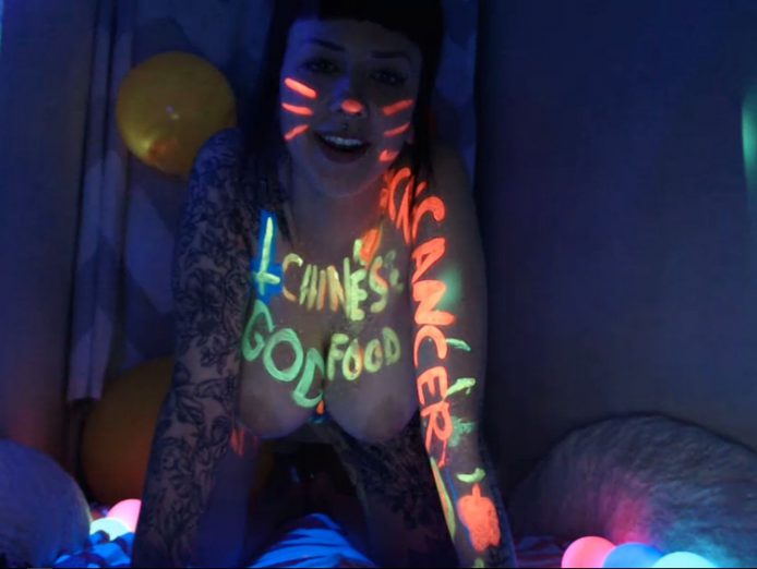 Boobs, Blacklights, And Blowjob With LorettaRose