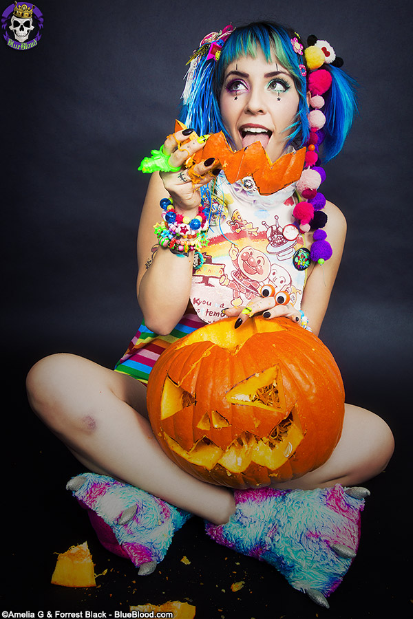 GothicSluts: Colorful Lum Gets Messy With A Pumpkin