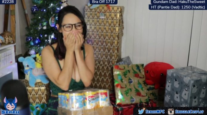 Senrii Opens Some Presents And Flashes Some Boob  