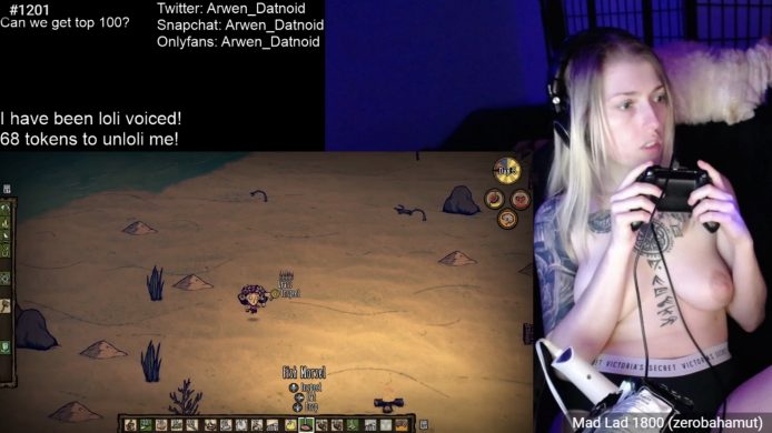 Arwen_Datnoid Plays Don't Starve And Shows Off Her Tits