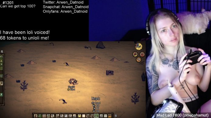 Arwen_Datnoid Plays Don't Starve And Shows Off Her Tits