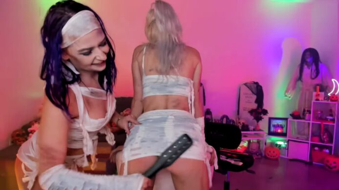 Natalia_Rae And AshleyyLovee Present: Two Sexy Mummies And Lots Of Paddles