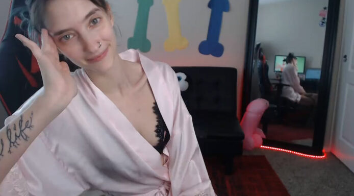 MollyMeowz Throws Off Her Robes And Decorates Her Wall Of Dicks