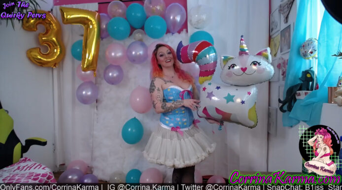 CorrinaKarma Celebrates Her Birthday By Popping Some Balloons