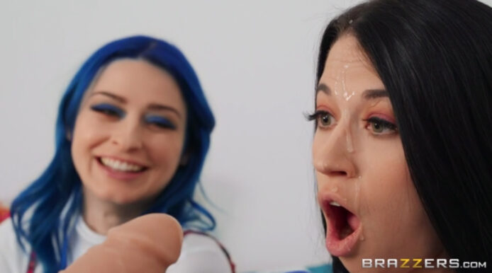 Brazzers: Alex Coal And Jewelz Blu Have A Squirting Dildo Fight
