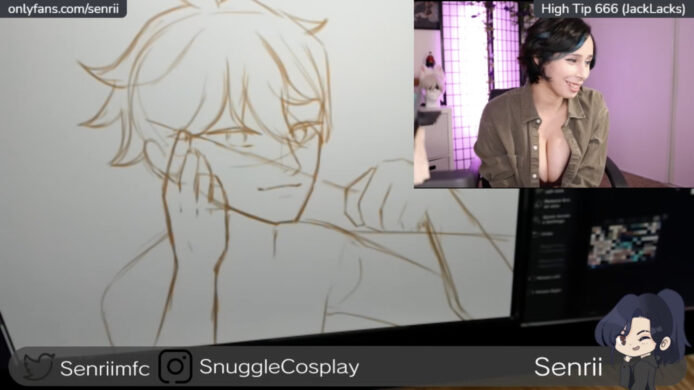 Senrii Interrupts Her Sketch Night With A Special Spanking Interlude