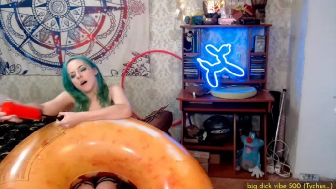 PersonalTotem Bounces Topless On A Doughnut Until It Pops