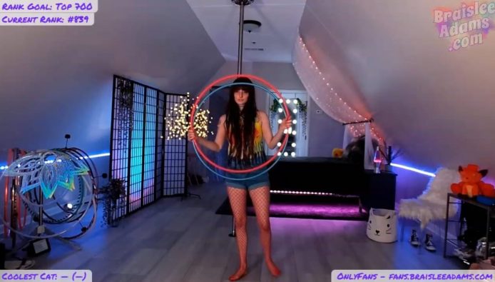 BraisleeAdams Shows Off Some Colorful Tricks With Two Hula Hoops