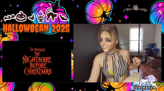 A Nightmare Before Christmas Movie Night Starring Tiabeanie As Beetlejuice And Her Kitty-Cat