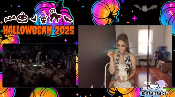 A Nightmare Before Christmas Movie Night Starring Tiabeanie As Beetlejuice And Her Kitty-Cat